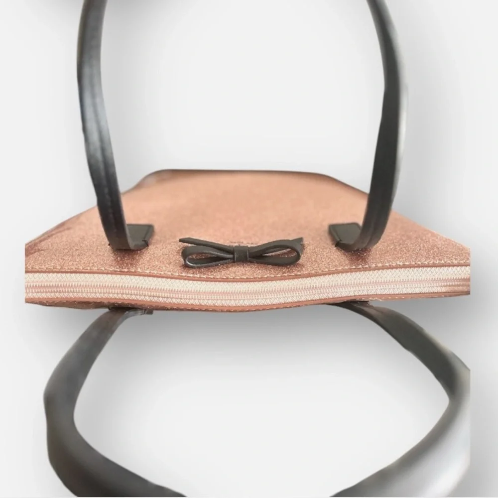 Kate Spade Tote Bag Rose Gold Glitter Bow Accent (pink bag) - Picture 3 of 4